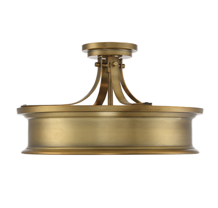 Savoy House 6-134-3-322 Three Light Semi-Flush Mount, Warm Brass