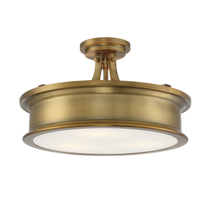 Savoy House 6-134-3-322 Three Light Semi-Flush Mount, Warm Brass