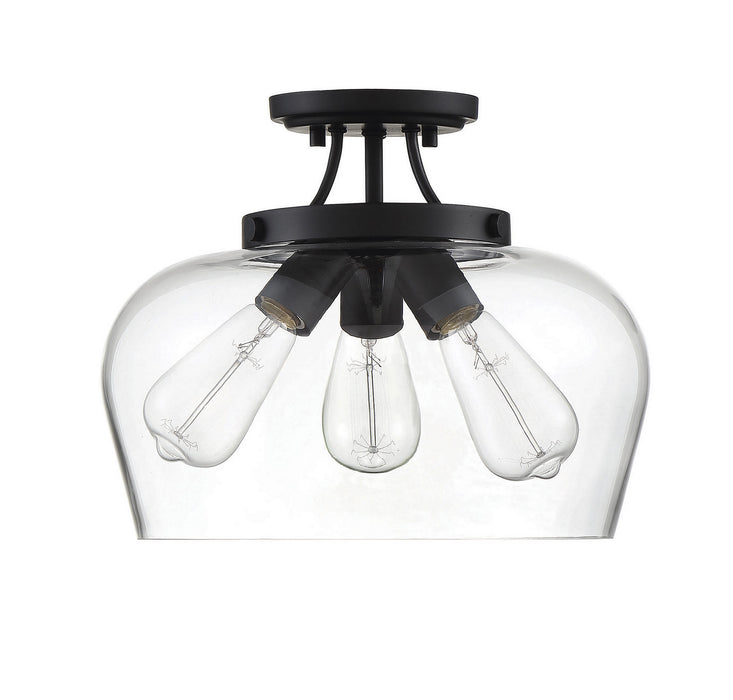 Savoy House 6-4035-3-BK Three Light Semi-Flush Mount, Black