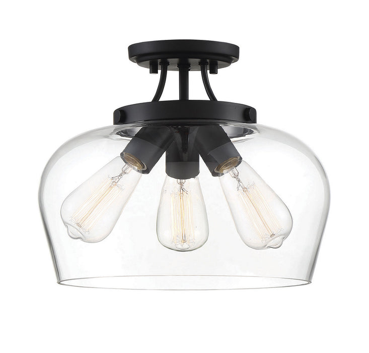 Savoy House 6-4035-3-BK Three Light Semi-Flush Mount, Black