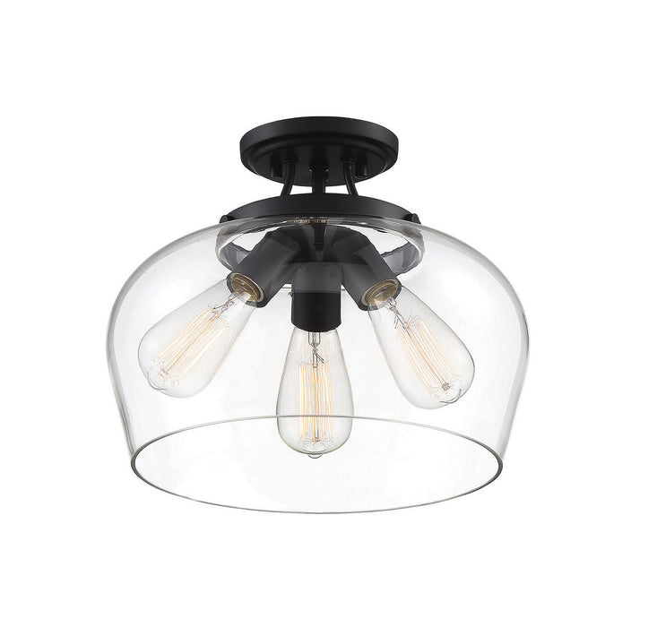 Savoy House 6-4035-3-BK Three Light Semi-Flush Mount, Black