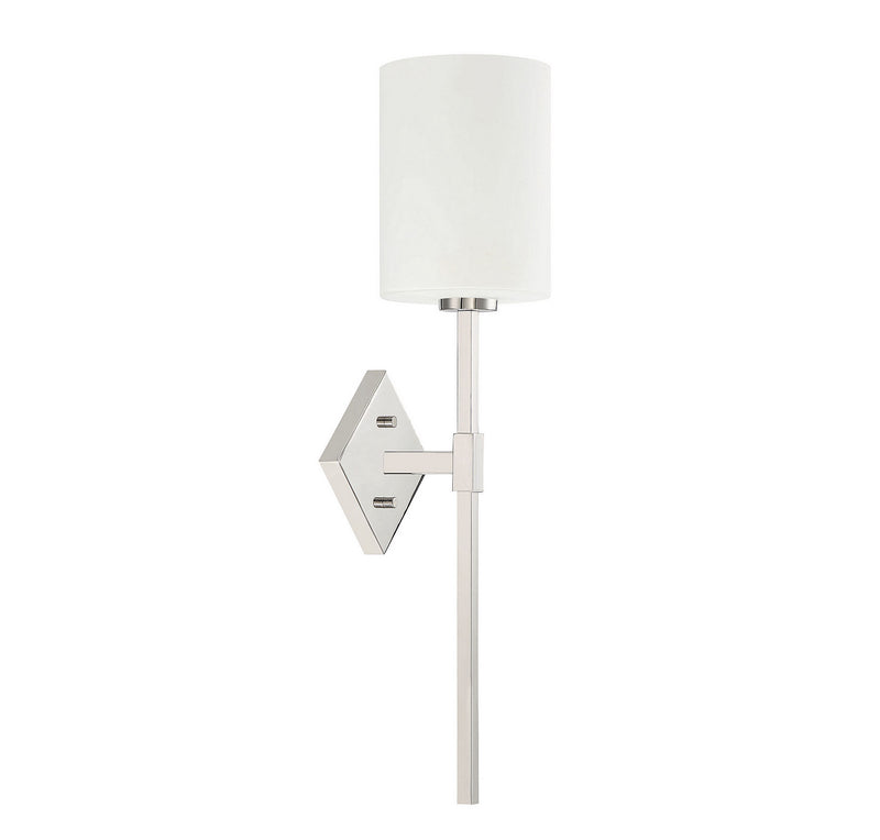 Savoy House 9-0902-1-109 One Light Wall Sconce, Polished Nickel