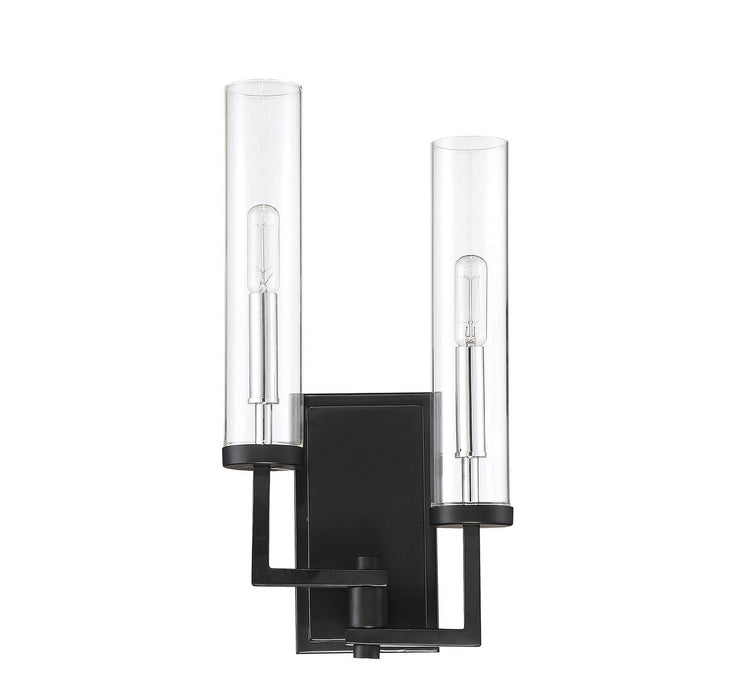 Savoy House 9-2134-2-67 Two Light Wall Sconce, Matte Black with Polished Chrome