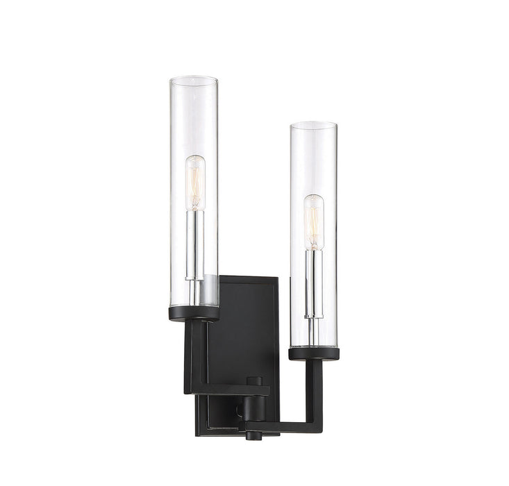 Savoy House 9-2134-2-67 Two Light Wall Sconce, Matte Black with Polished Chrome