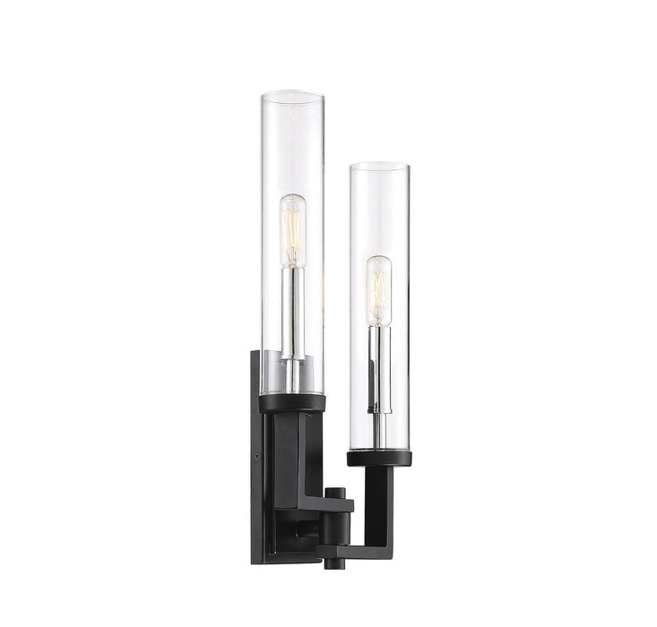 Savoy House 9-2134-2-67 Two Light Wall Sconce, Matte Black with Polished Chrome