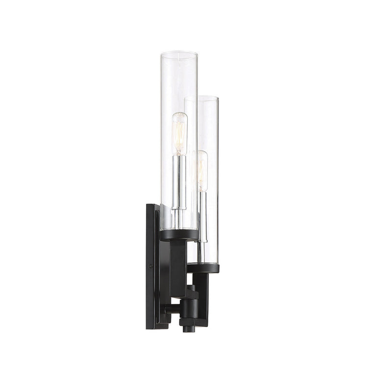 Savoy House 9-2134-2-67 Two Light Wall Sconce, Matte Black with Polished Chrome