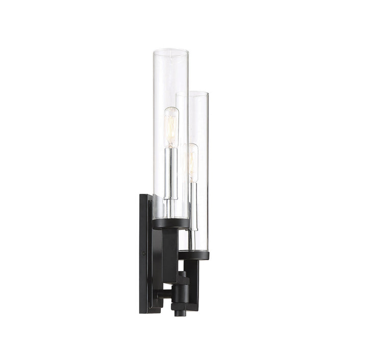 Savoy House 9-2134-2-67 Two Light Wall Sconce, Matte Black with Polished Chrome