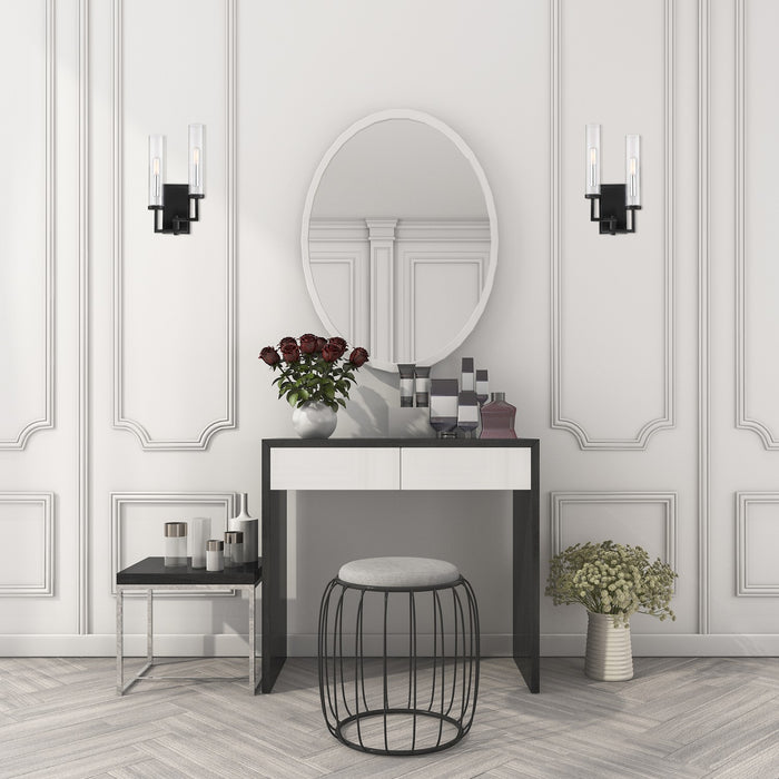 Savoy House 9-2134-2-67 Two Light Wall Sconce, Matte Black with Polished Chrome