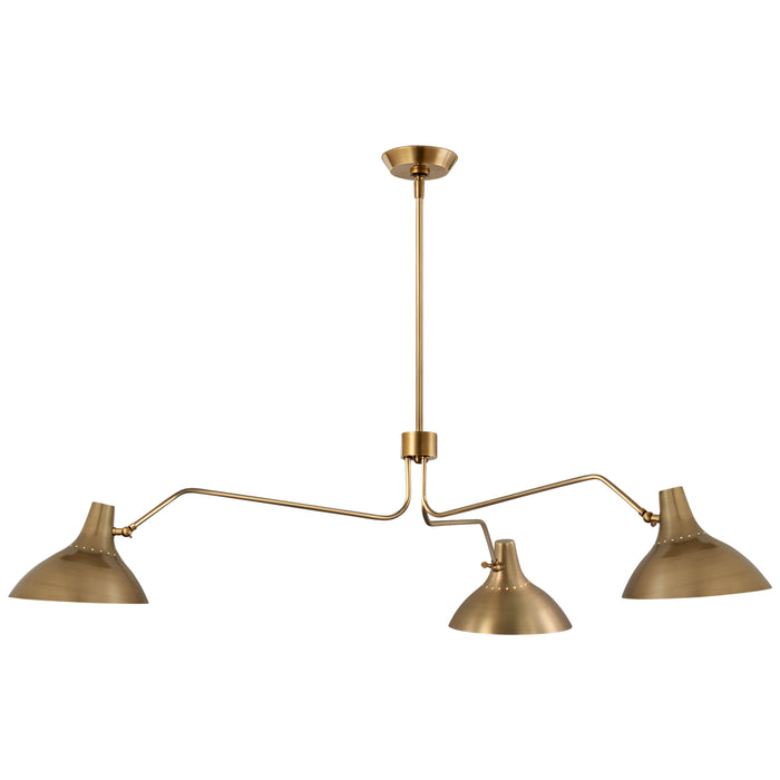 Visual Comfort Signature ARN 5006HAB Three Light Chandelier, Hand-Rubbed Antique Brass