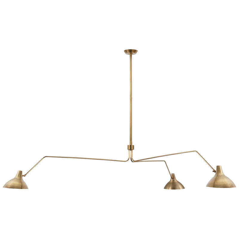 Visual Comfort Signature ARN 5007HAB Three Light Chandelier, Hand-Rubbed Antique Brass