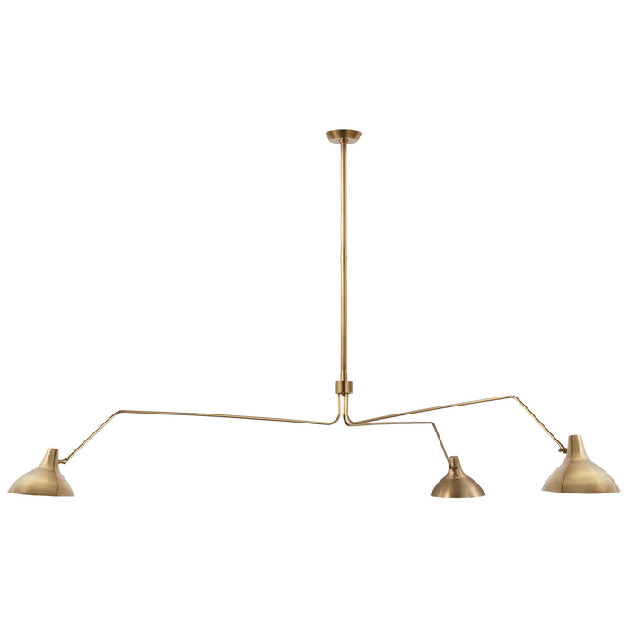 Visual Comfort Signature ARN 5007HAB Three Light Chandelier, Hand-Rubbed Antique Brass