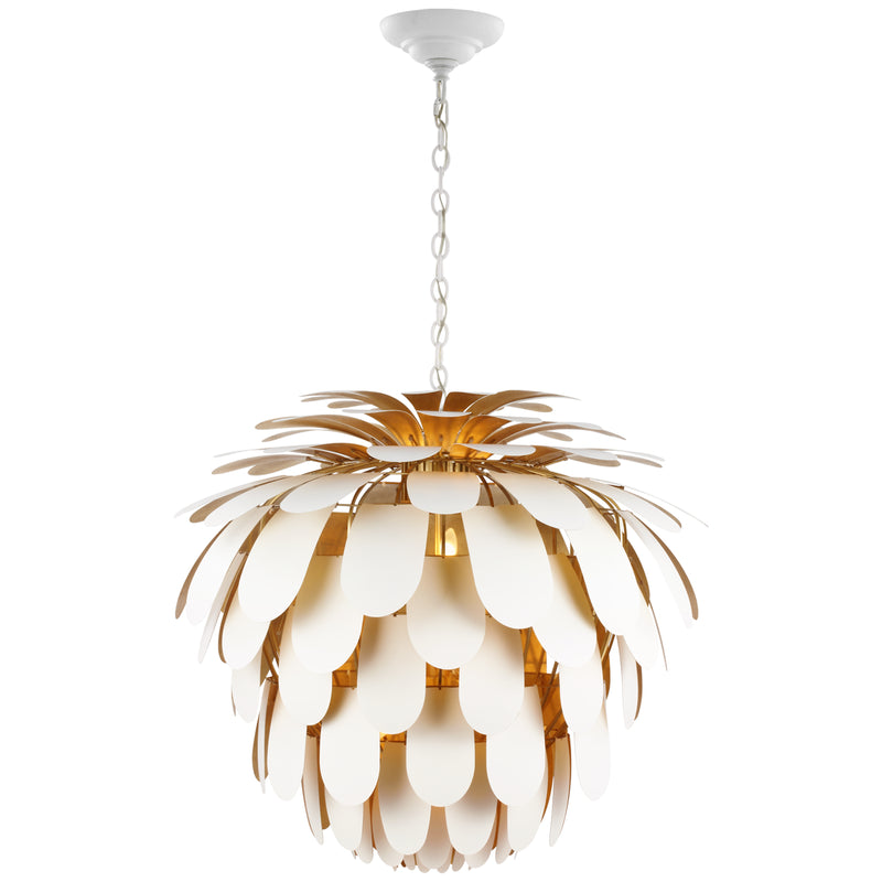 Visual Comfort Signature CHC 5158WHT/G Six Light Chandelier, White and Gild
