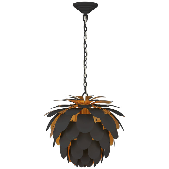 Visual Comfort Signature CHC 5163MBK/G One Light Chandelier, Matte Black and Gild