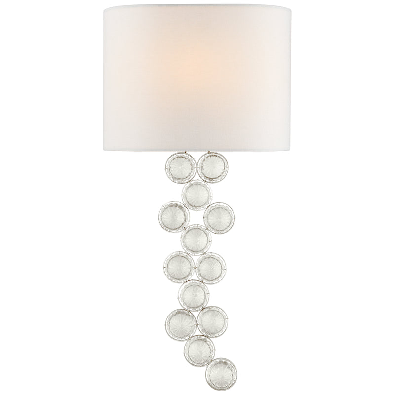 Visual Comfort Signature JN 2201BSL/CG-L One Light Wall Sconce, Burnished Silver Leaf and Crystal