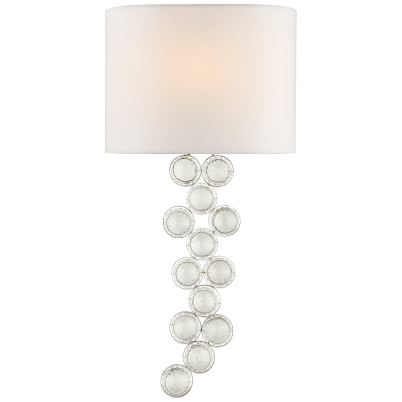 Visual Comfort Signature JN 2202BSL/CG-L One Light Wall Sconce, Burnished Silver Leaf and Crystal