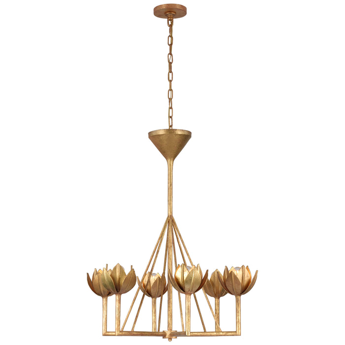 Visual Comfort Signature JN 5003AGL Six Light Chandelier, Antique Gold Leaf