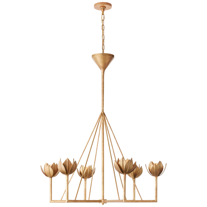 Visual Comfort Signature JN 5004AGL Six Light Chandelier, Antique Gold Leaf