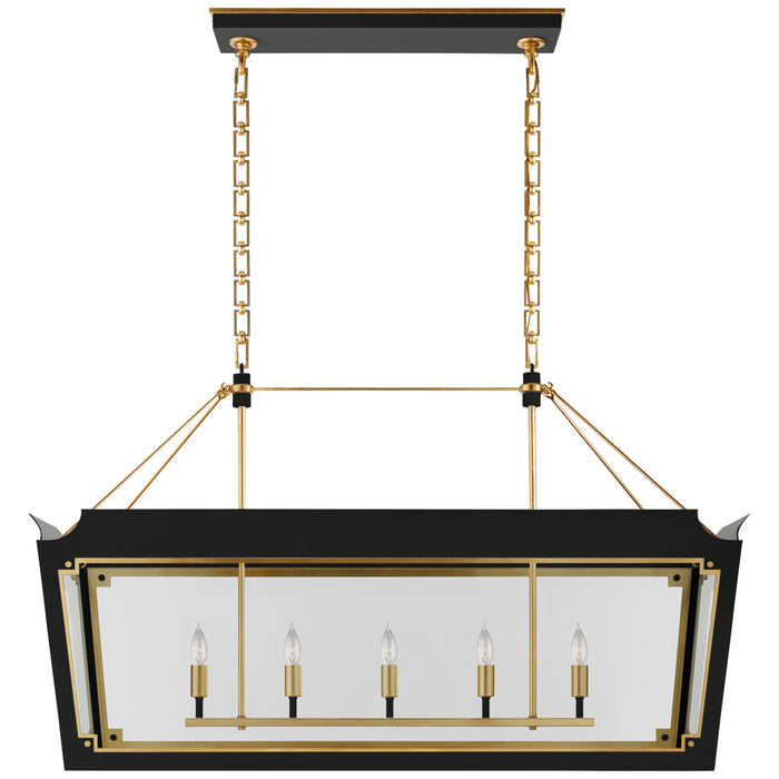 Visual Comfort Signature JN 5023MBK/G-CG Five Light Linear Lantern, Matte Black and Gild