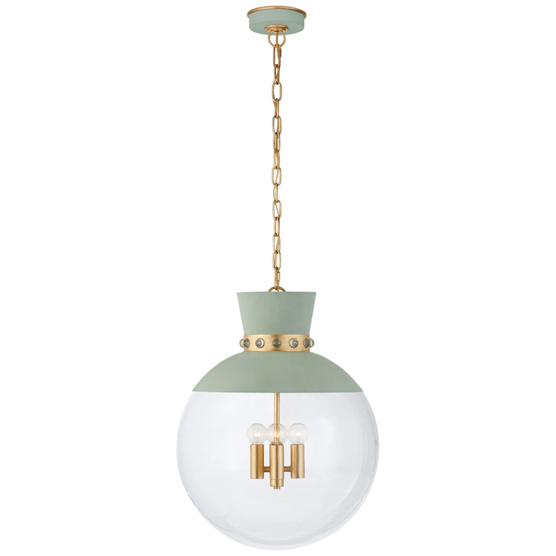 Visual Comfort Signature JN 5052CEL/G-CG Four Light Pendant, Celadon and Gild