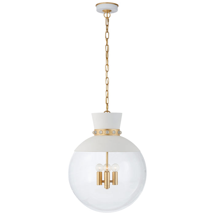 Visual Comfort Signature JN 5052WHT/G-CG Four Light Pendant, White and Gild