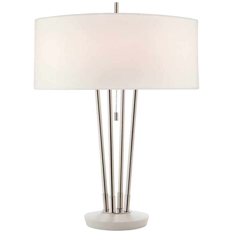 Visual Comfort Signature TOB 3736PN/WM-L Two Light Table Lamp, Polished Nickel and White Marble