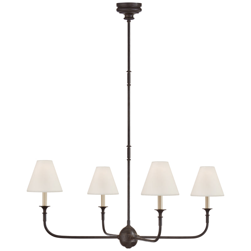 Visual Comfort Signature TOB 5451AI/EBO-L Four Light Chandelier, Aged Iron and Ebonized Oak