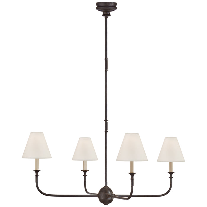 Visual Comfort Signature TOB 5451AI/EBO-L Four Light Chandelier, Aged Iron and Ebonized Oak