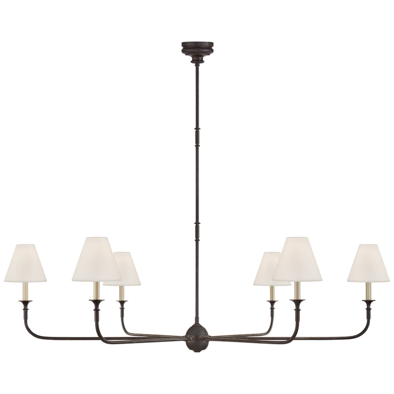 Visual Comfort Signature TOB 5452AI/EBO-L Six Light Chandelier, Aged Iron and Ebonized Oak