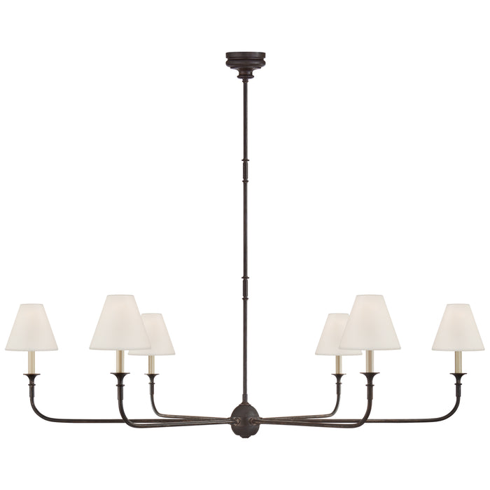 Visual Comfort Signature TOB 5452AI/EBO-L Six Light Chandelier, Aged Iron and Ebonized Oak