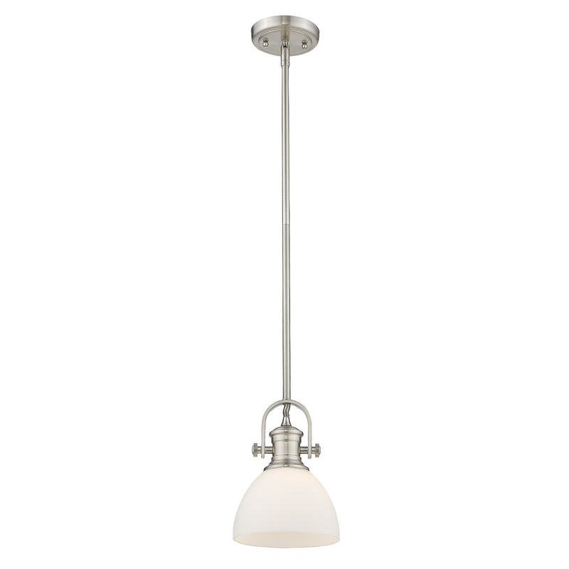 Golden 3118-M1L PW-OP One Light Mini Pendant, Pewter