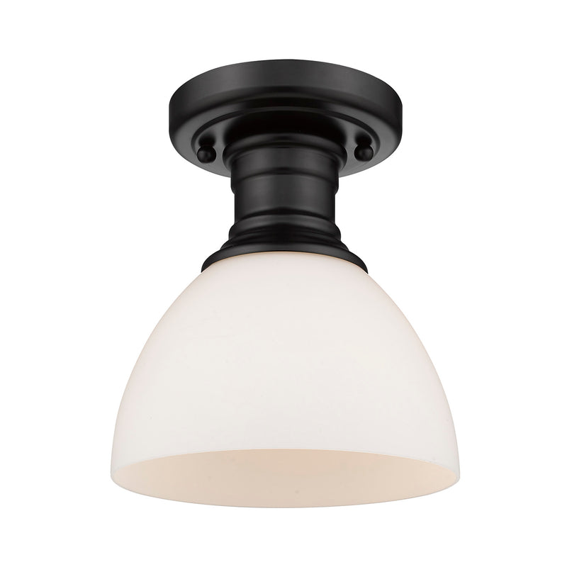 Golden 3118-SF BLK-OP One Light Semi-Flush Mount, Matte Black