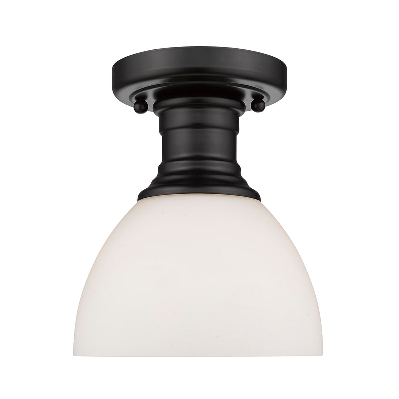 Golden 3118-SF BLK-OP One Light Semi-Flush Mount, Matte Black