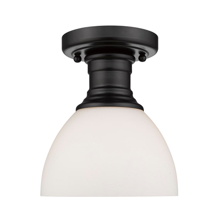 Golden 3118-SF BLK-OP One Light Semi-Flush Mount, Matte Black