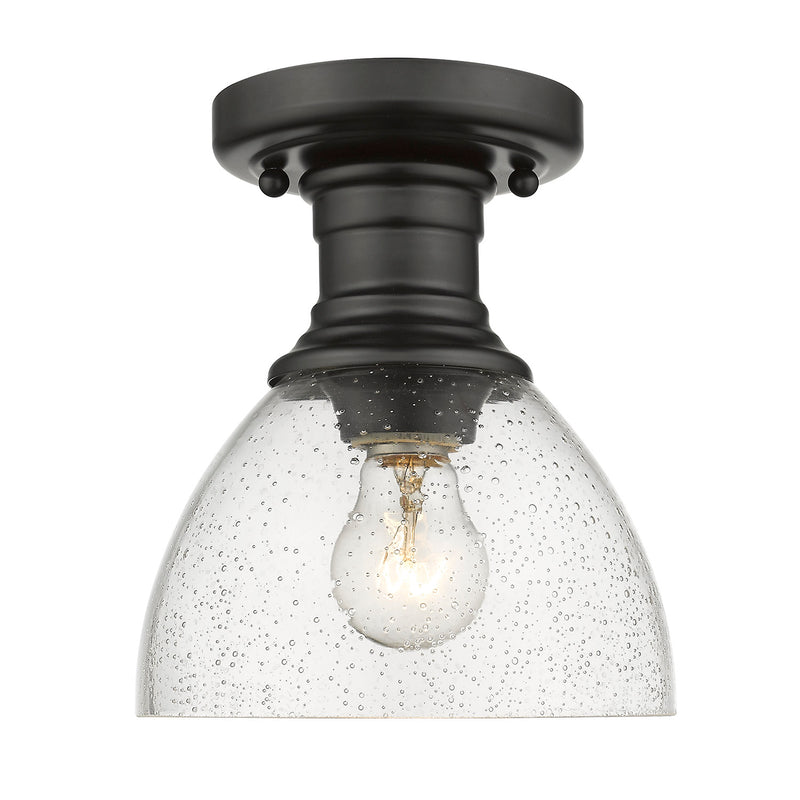 Golden 3118-SF BLK-SD One Light Semi-Flush Mount, Matte Black