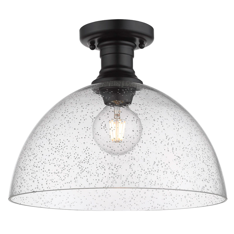 Golden 3118-SF14 BLK-SD One Light Semi-Flush Mount, Matte Black