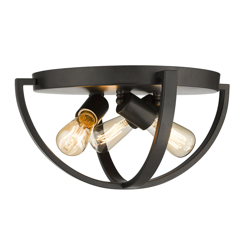 Golden 3167-FM15 EB Three Light Flush Mount, Etruscan Bronze