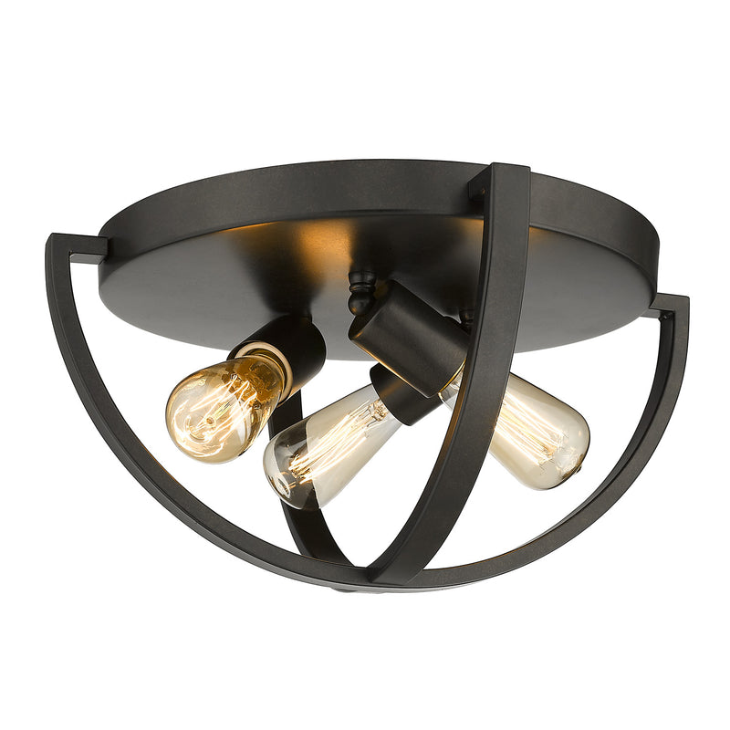 Golden 3167-FM15 EB Three Light Flush Mount, Etruscan Bronze