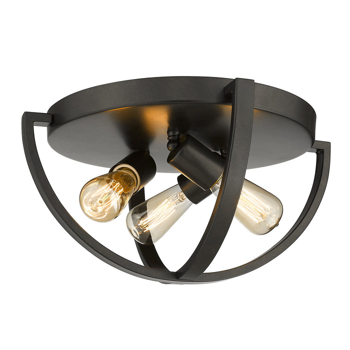 Golden 3167-FM15 EB Three Light Flush Mount, Etruscan Bronze