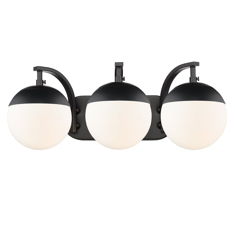 Golden 3218-BA3 BLK-BLK Three Light Bath Vanity, Matte Black