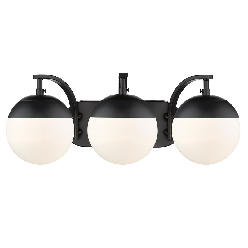 Golden 3218-BA3 BLK-BLK Three Light Bath Vanity, Matte Black