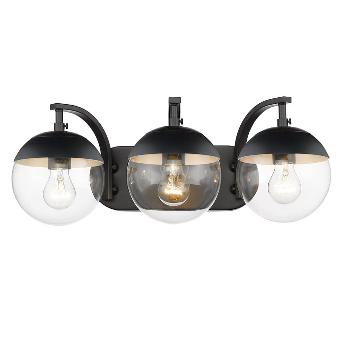Golden 3219-BA3 BLK-BLK Three Light Bath Vanity, Matte Black