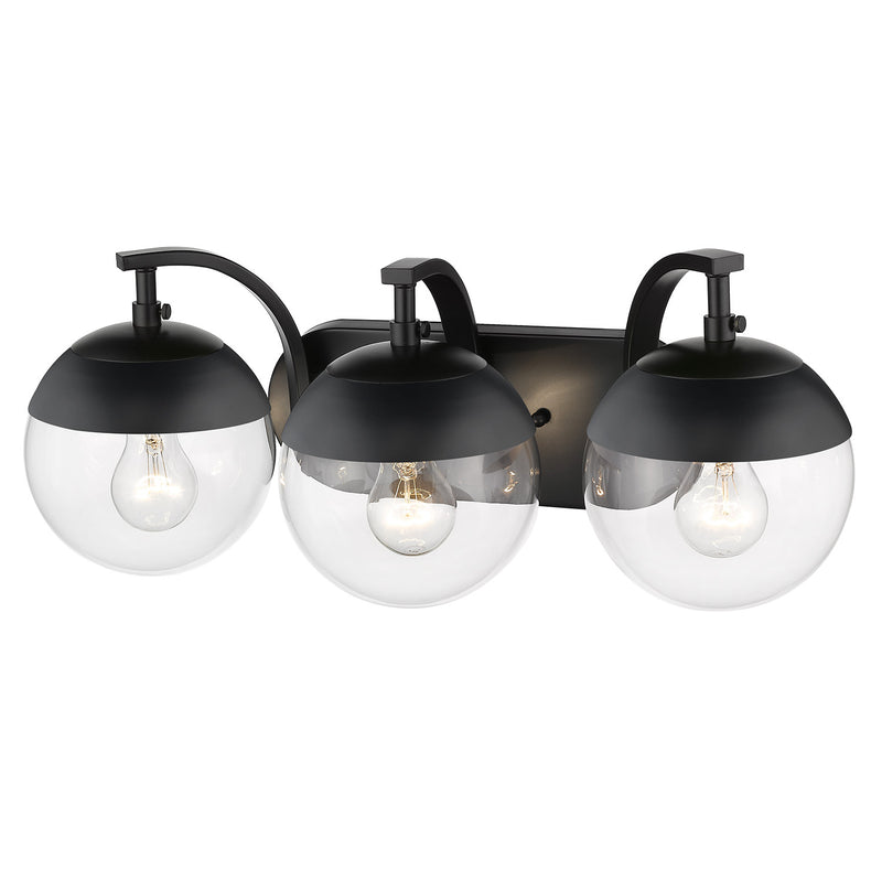 Golden 3219-BA3 BLK-BLK Three Light Bath Vanity, Matte Black