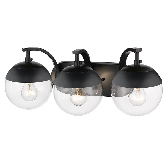 Golden 3219-BA3 BLK-BLK Three Light Bath Vanity, Matte Black