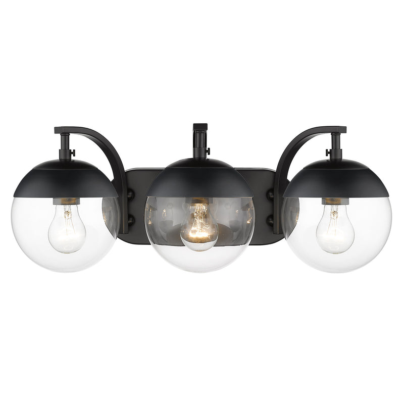 Golden 3219-BA3 BLK-BLK Three Light Bath Vanity, Matte Black