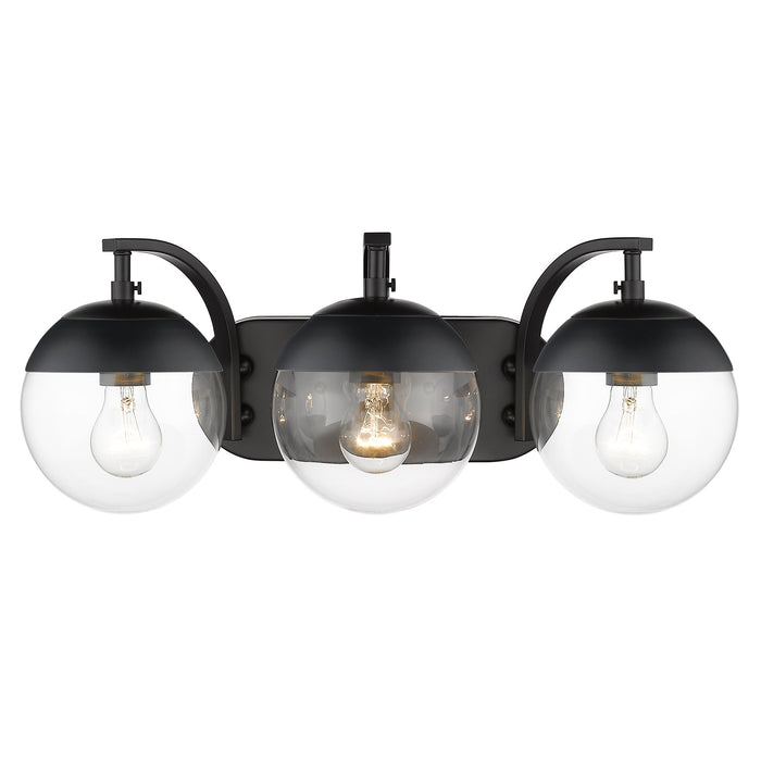 Golden 3219-BA3 BLK-BLK Three Light Bath Vanity, Matte Black