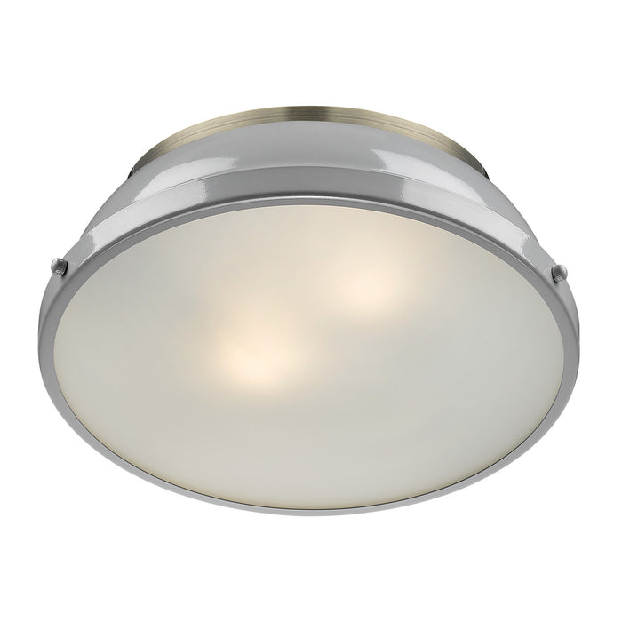 Golden 3602-14 AB-GY Two Light Flush Mount, Aged Brass