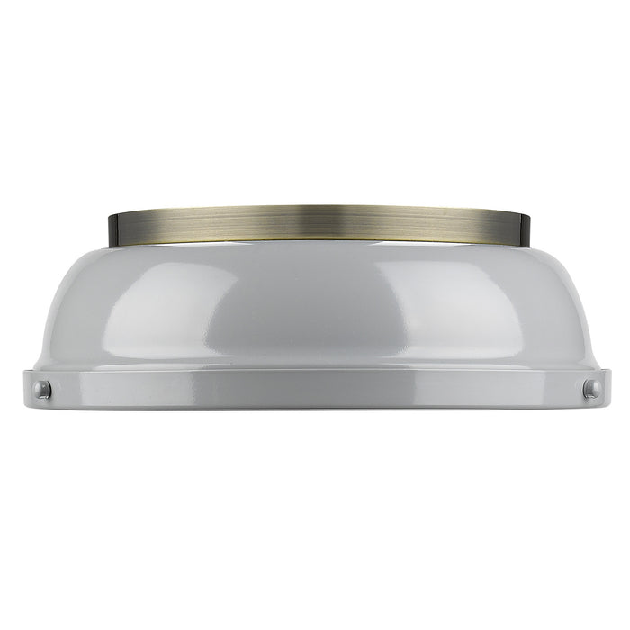 Golden 3602-14 AB-GY Two Light Flush Mount, Aged Brass