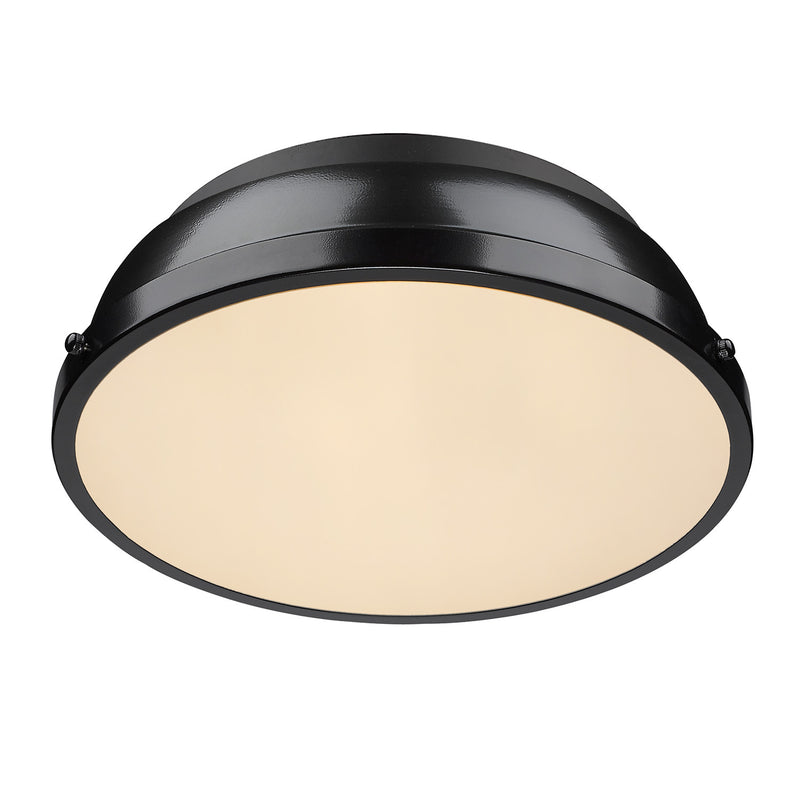 Golden 3602-14 BLK-BK Two Light Flush Mount, Matte Black