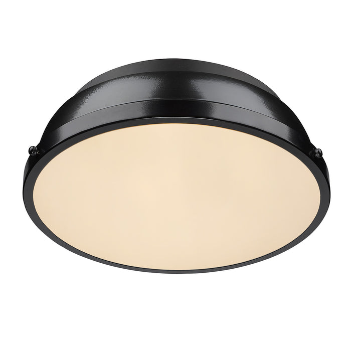 Golden 3602-14 BLK-BK Two Light Flush Mount, Matte Black