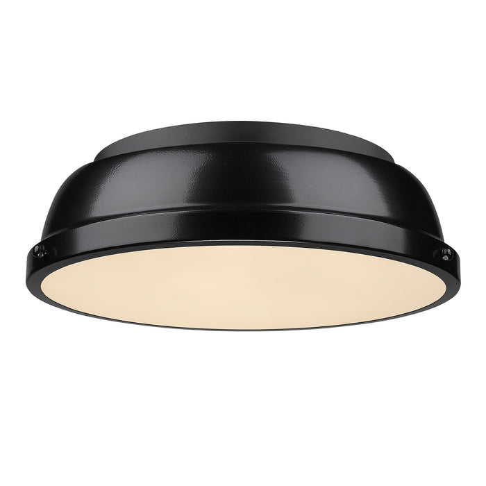 Golden 3602-14 BLK-BK Two Light Flush Mount, Matte Black